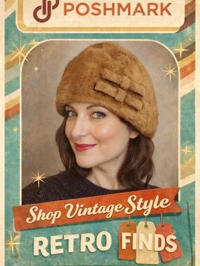 Vintage Camel faux‎ fur hat